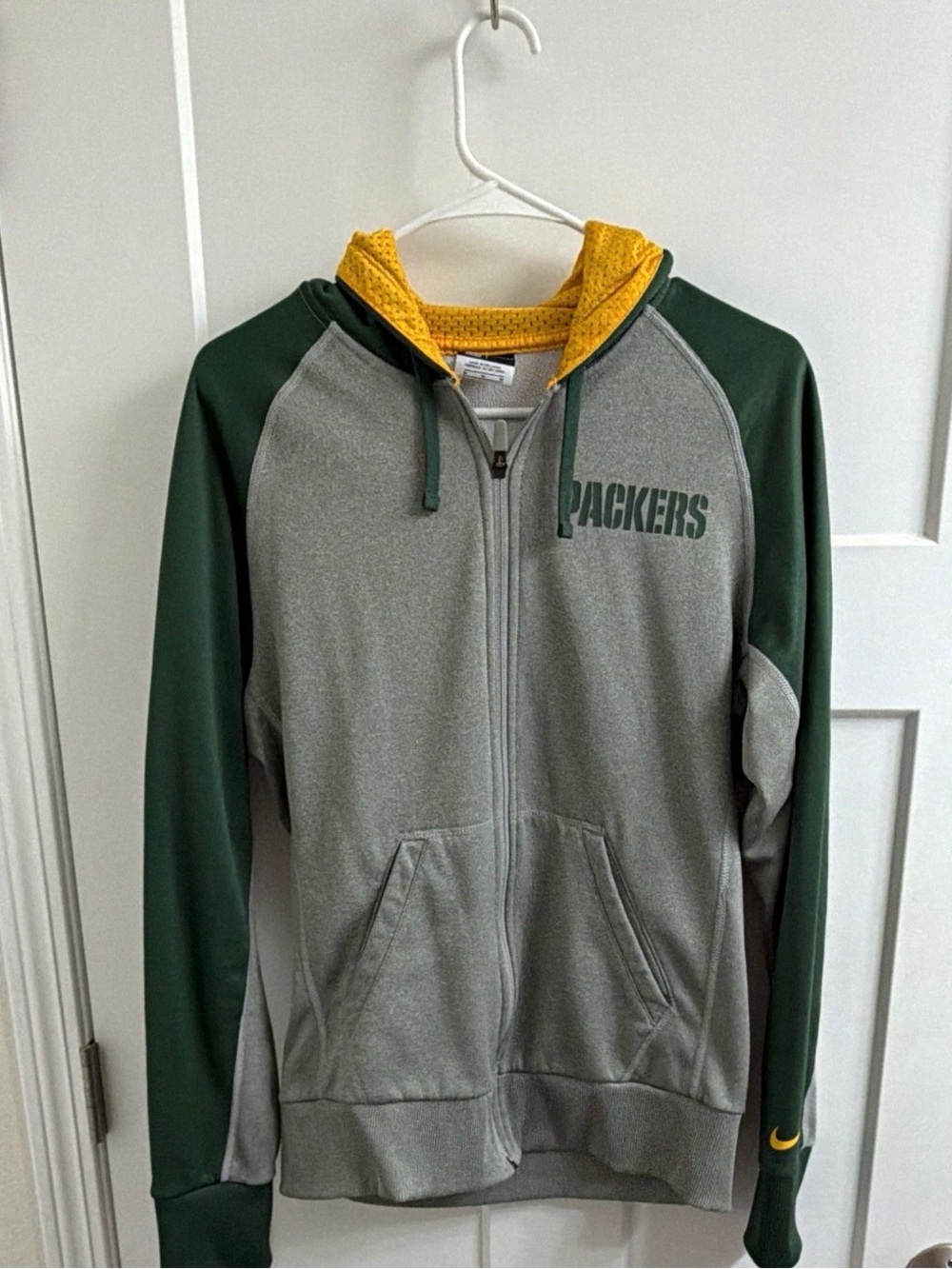 Nike Women’s Green Bay Packers Full-Zip Hoodie Jacket Gray Green Yellow, Medium